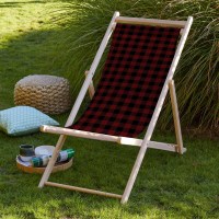 Red Checkered Foldable Chaise Lounge - SZL10-01
